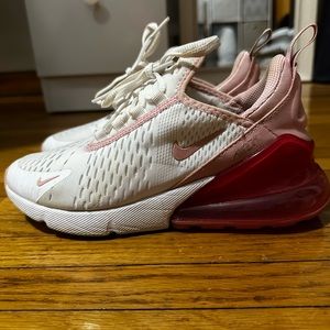 Pink and white Nike Air 270. Girls size 5 gently worn.